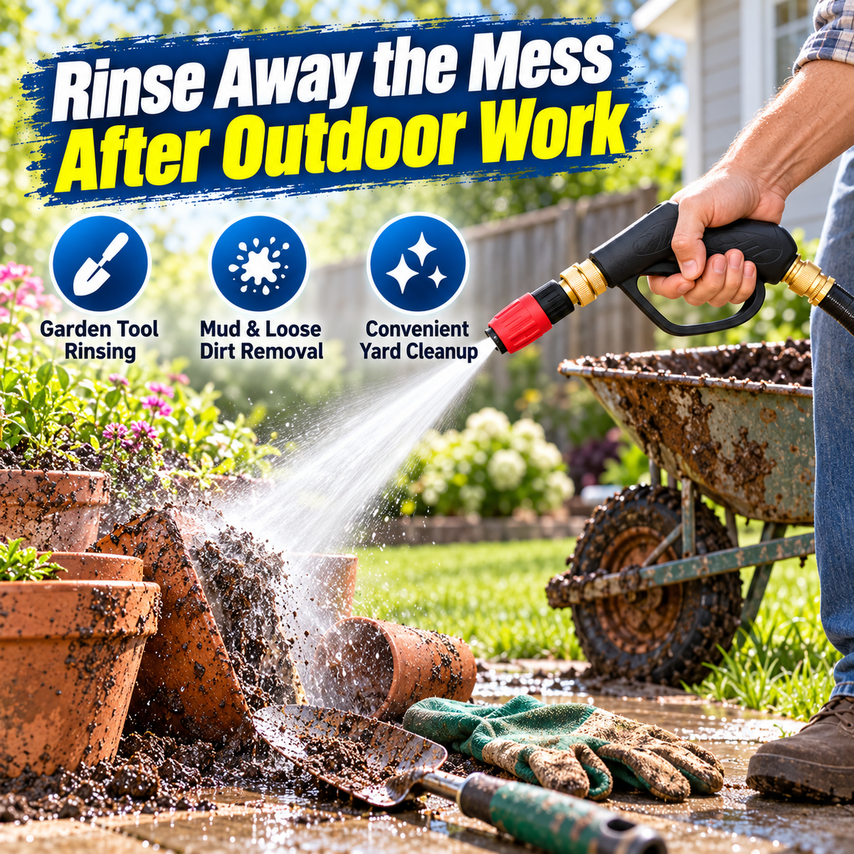 High-Pressure Water Spray Gun – Powerful Outdoor Cleaning Nozzle with Ergonomic Grip