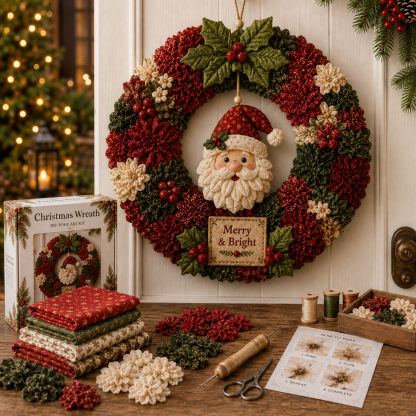 🎁🎄 3D Fabric Poke Wreath DIY Kit