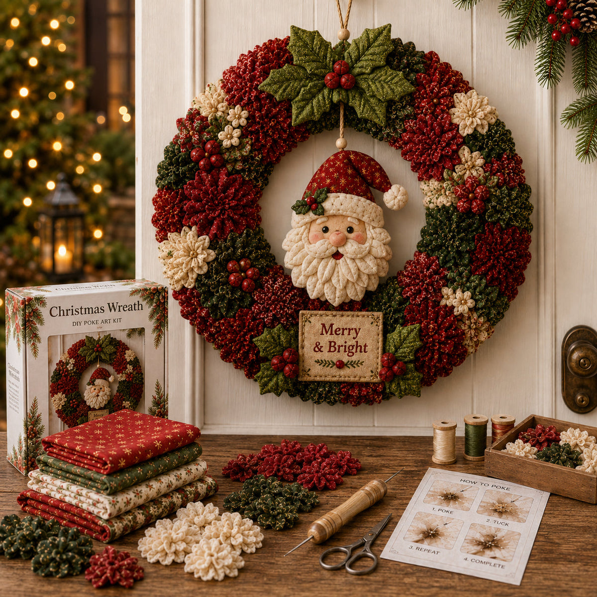 🎁🎄 3D Fabric Poke Wreath DIY Kit