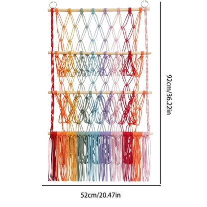 🧸3-Tier Wall Hanging Plush Toy Storage Net with Tassels