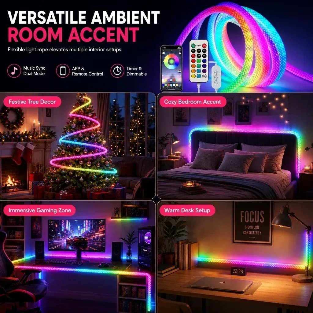 ⏳ CHRISTMAS HOT SALE ONLY $19.99!! ✨🌟 Faux Fur Neon Light Strip – 360° All-round Glow ✨