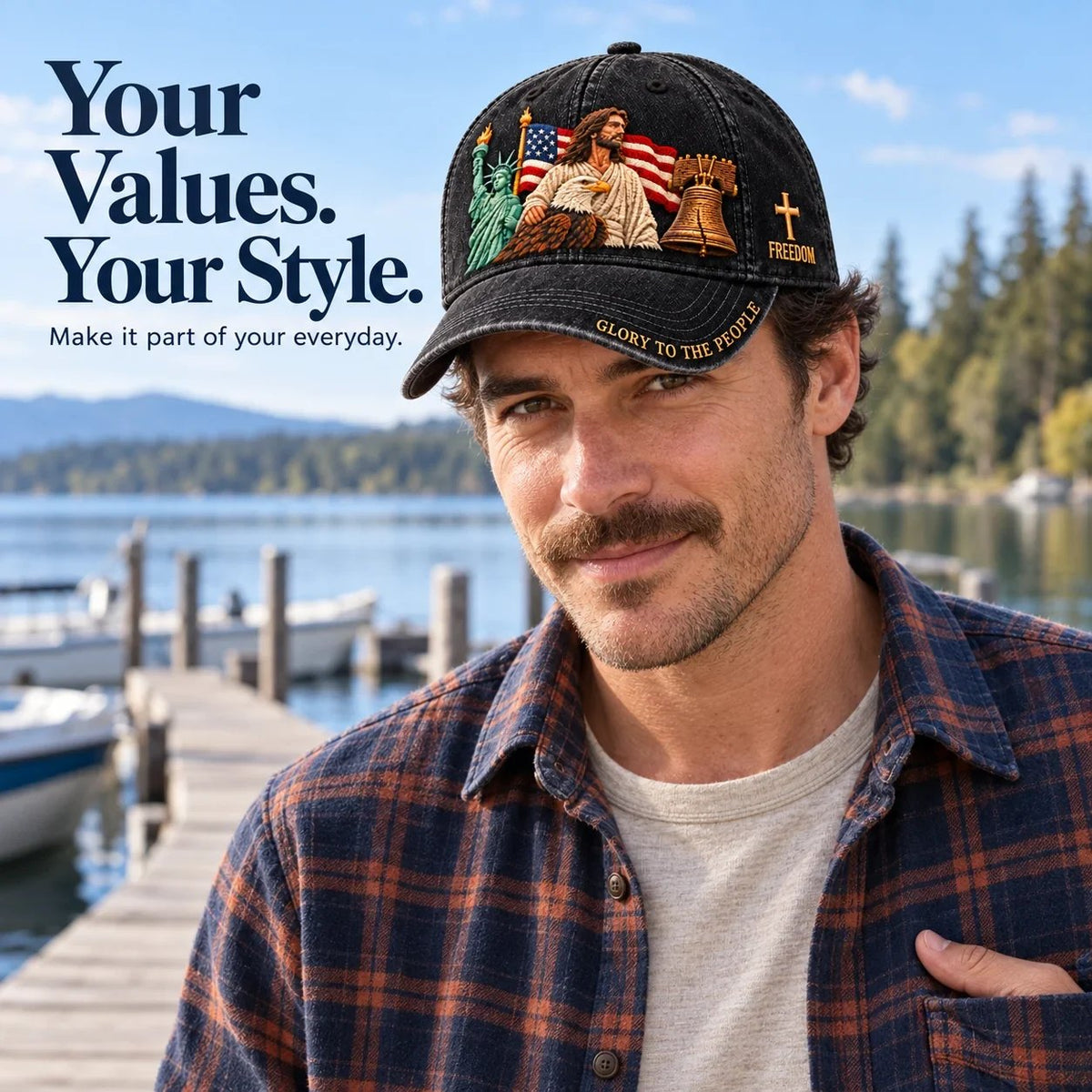 ✝️🇺🇸 Faith & Freedom American Heritage Embroidered Cap