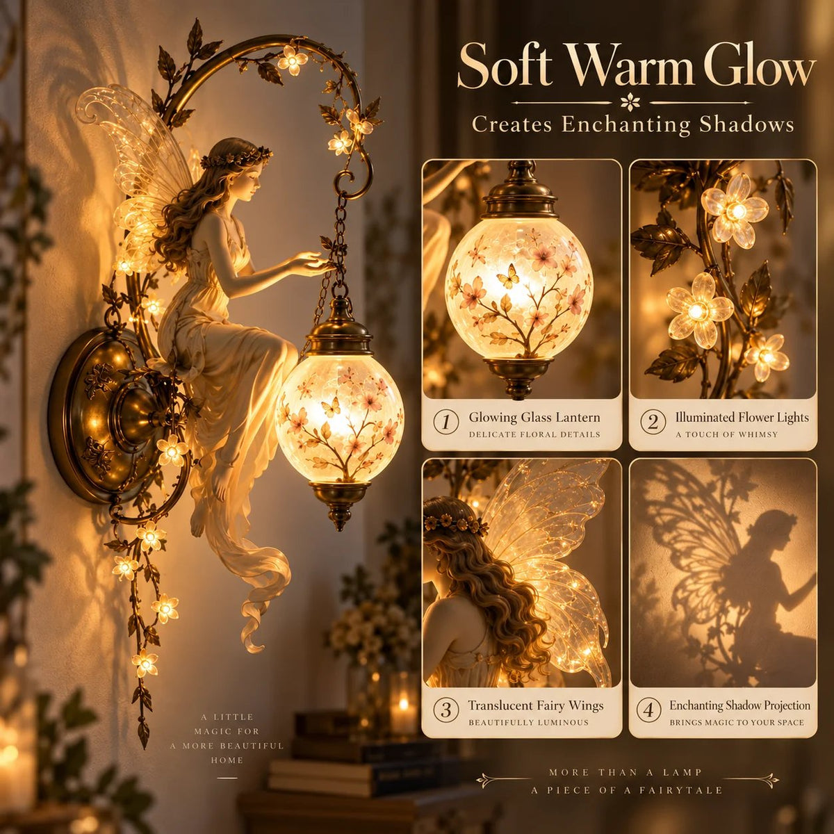 ⏰Limited Stock 49% OFF -🧚✨ Enchanted Fairy Blossom Lantern Wall Light 🌸🏮