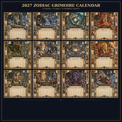 📅✨2027 Zodiac Grimoire Calendar™ | 12 Signs, 12 Forbidden Chapters
