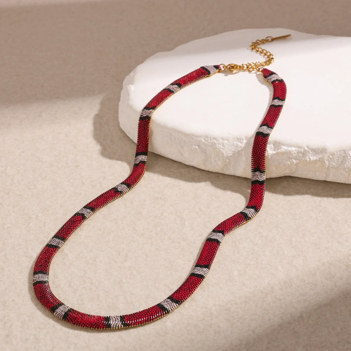 🐍 Serpent Statement Necklace – 18K Gold Plated Gothic Snake Pendant with Sparkling Crystals for Bold Elegance