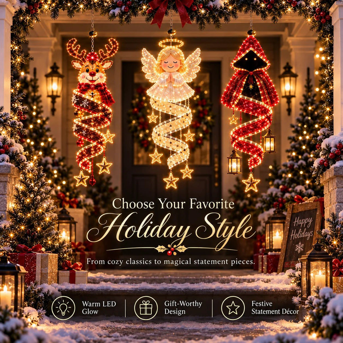⏳ ✨New Arrival 49% OFF – 🎄Christmas Magic Spiral™ Hanging LED Light Collection – 9 Festive Designs ✨ | Suspended Glowing Characters with Spiral Lights & Hanging Details for Porches, Windows, Entryways & Holiday Displays
