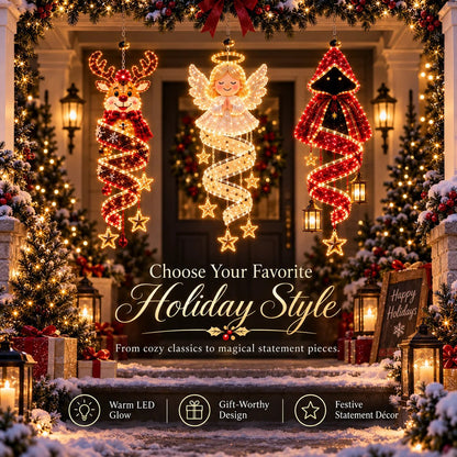 ⏳ ✨New Arrival 49% OFF – 🎄Christmas Magic Spiral™ Hanging LED Light Collection – 9 Festive Designs ✨ | Suspended Glowing Characters with Spiral Lights & Hanging Details for Porches, Windows, Entryways & Holiday Displays