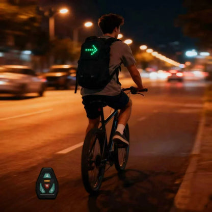 🚴 15L LED Warning Light Backpack – Wireless Handlebar Remote, 5 Signal Modes & Reflective Strips