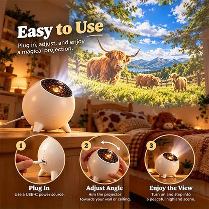 Highland Cow Projector – Cozy Countryside Room Decor