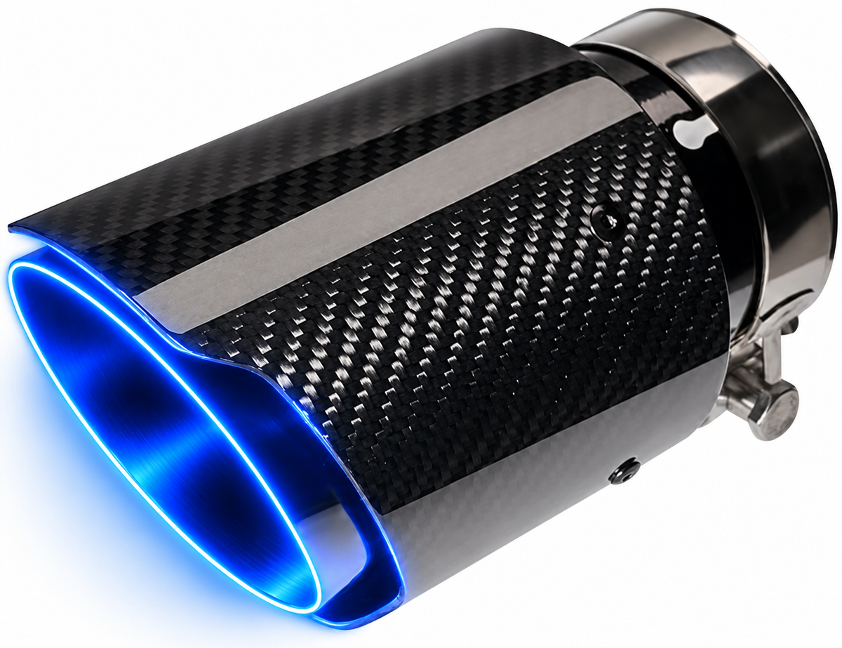 Carbon Fiber Car Exhaust Tip, Gloss Finish Slant Cut Muffler Tip