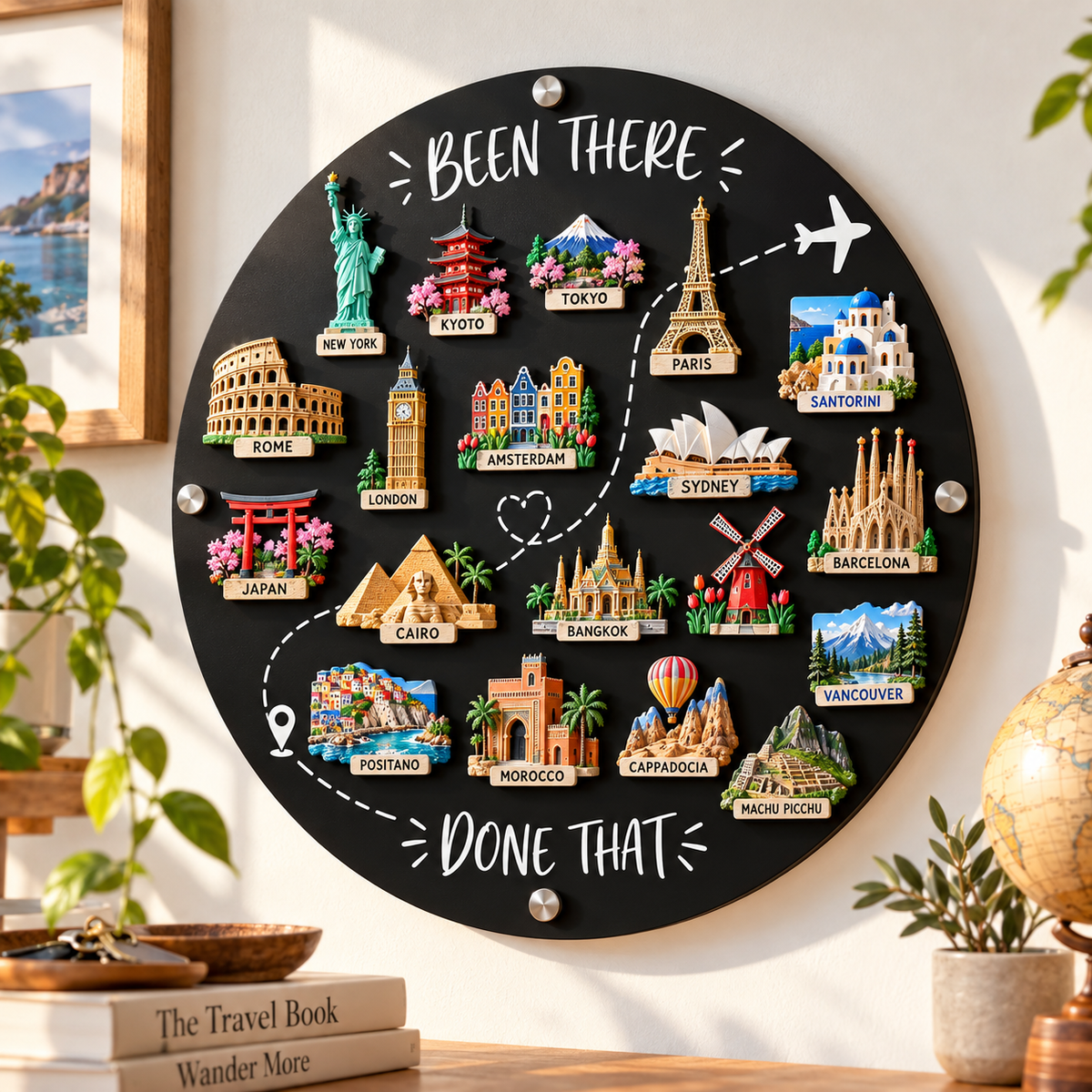 🌍 Travel Magnet Display Board | “Been There, Done That” Memory Wall