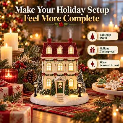 🔥Last Day 43% OFF🎄 Christmas House Aroma Diffuser – Warm Light & Gentle Mist Holiday Decor