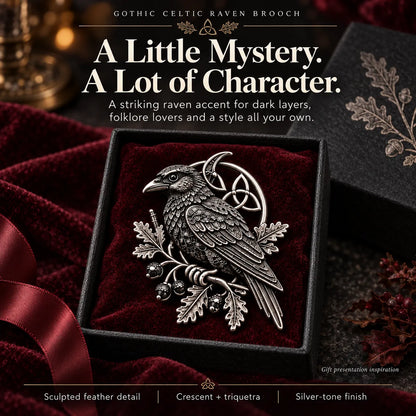 🐦‍⬛ Gothic Celtic Raven Brooch – 🔥Dark Academia Statement Pin