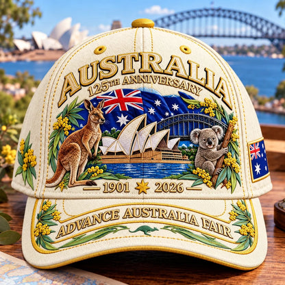 💝LAST DAY 49% OFF - 🦘 Australia 125th Anniversary 1901–2026 – Premium Embroidered Heritage Cap | Cotton-Poly Blend • Detailed Embroidery • Adjustable Fit 🇦🇺