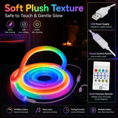⏳ CHRISTMAS HOT SALE ONLY $19.99!! ✨🌟 Faux Fur Neon Light Strip – 360° All-round Glow ✨
