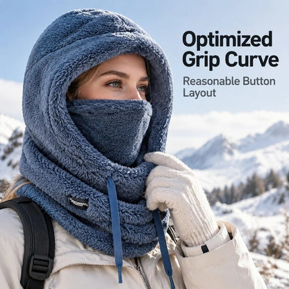 🎉2026 Women's Fleece Hooded Winter Cycling Mask and Hat for Cold Weather