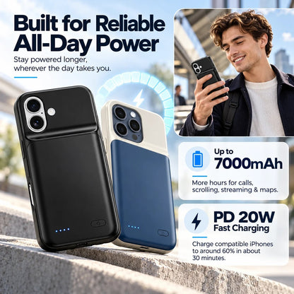 ⚡ Slim Fit iPhone Battery Case | 10-Layer Safety Protection Portable Charging Cover