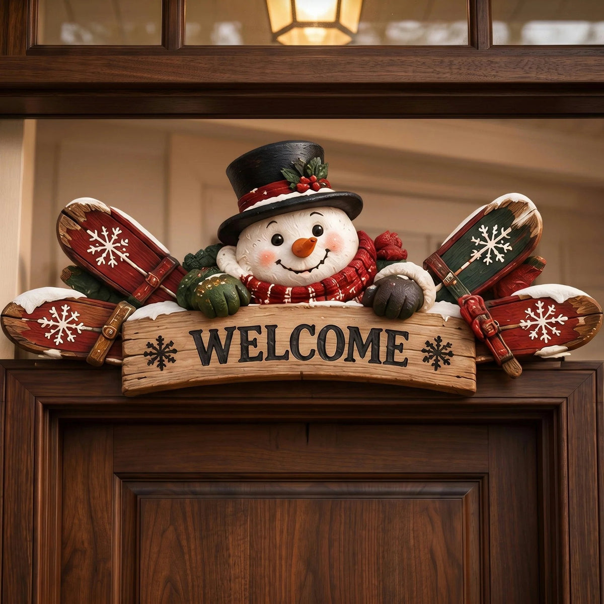 🎄 Rustic Winter Door Frame Topper – Christmas Cabin & Woodland Decor