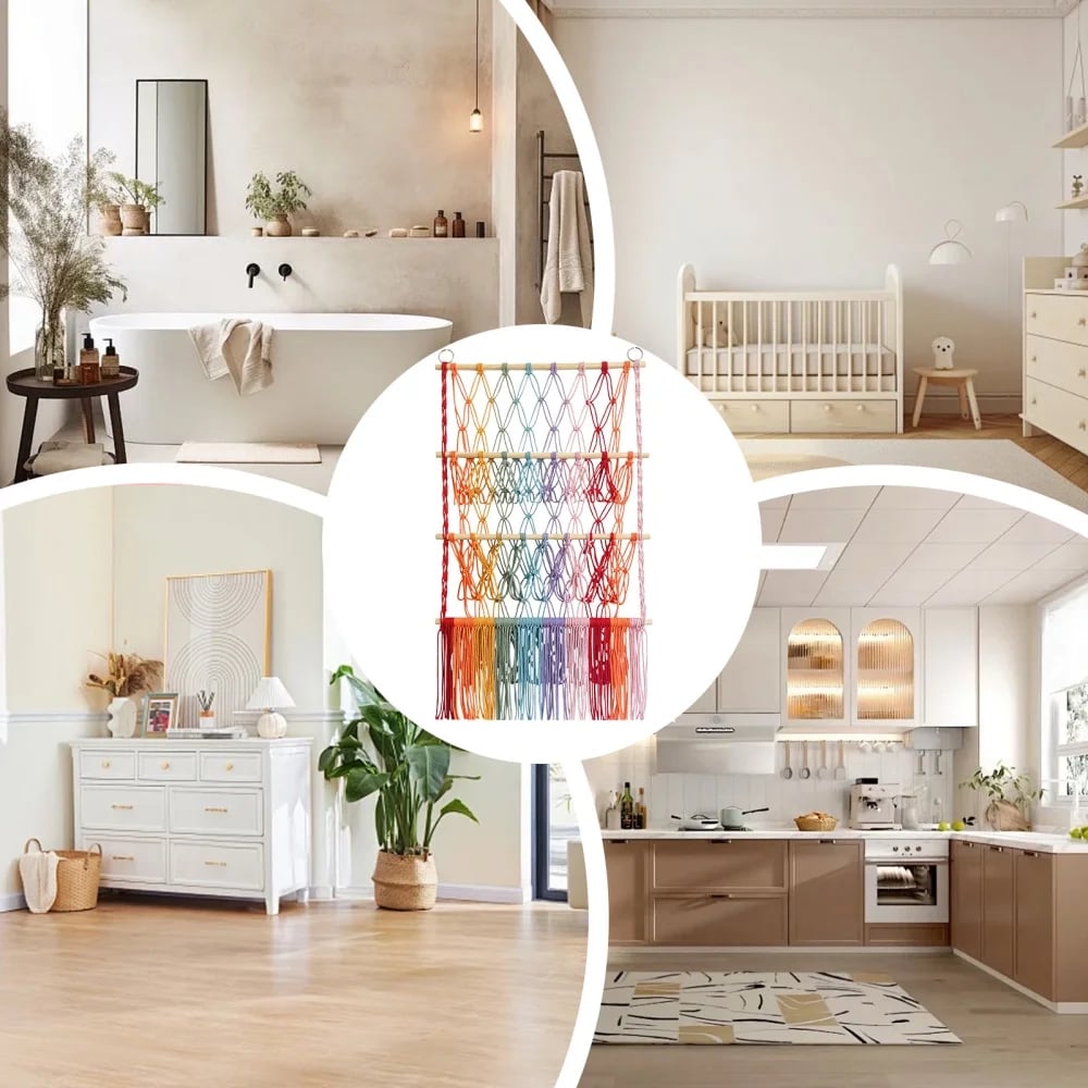 🧸3-Tier Wall Hanging Plush Toy Storage Net with Tassels