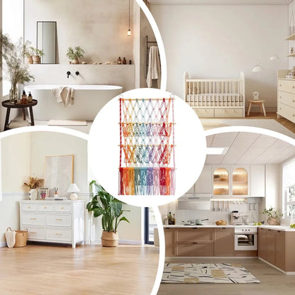 🧸3-Tier Wall Hanging Plush Toy Storage Net with Tassels