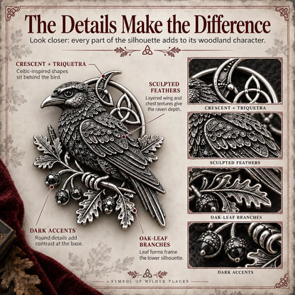 🐦‍⬛ Gothic Celtic Raven Brooch – 🔥Dark Academia Statement Pin