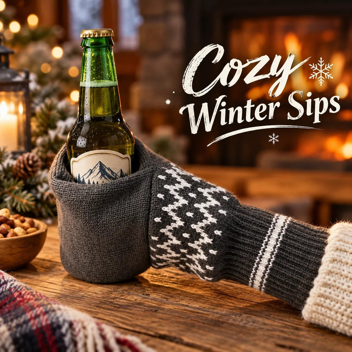 ❄️ Nordic Knit Beer Mitten 🍺 Universal Thermal Beverage Glove for Beer Bottles & Cans