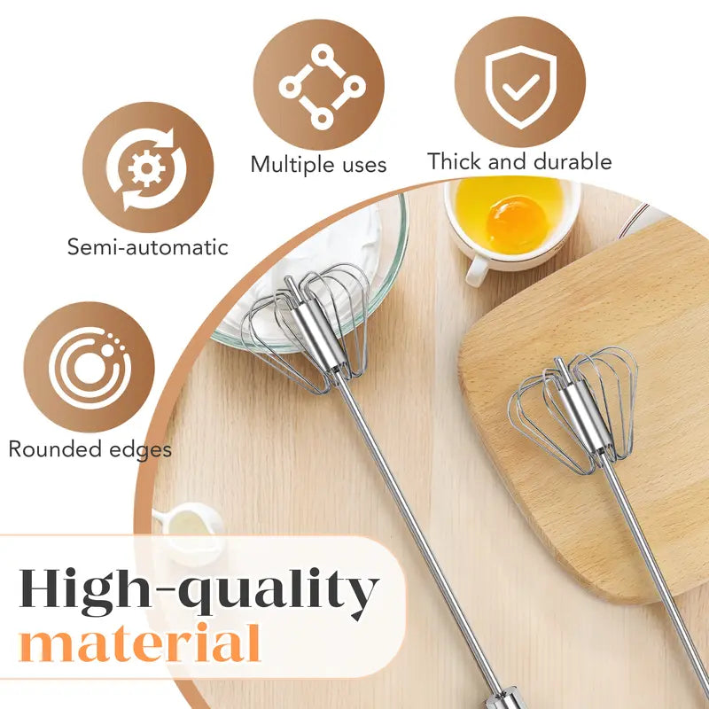 ⚡ Stainless Steel Hand-Push Whisk – Effortless Mixing in Seconds! 🍳