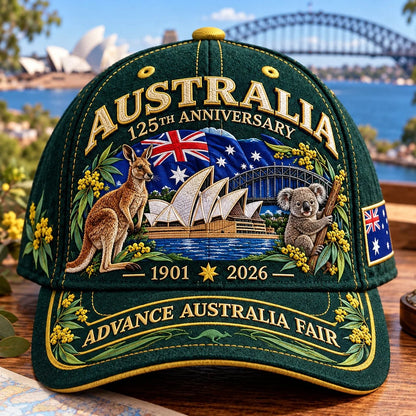 💝LAST DAY 49% OFF - 🦘 Australia 125th Anniversary 1901–2026 – Premium Embroidered Heritage Cap | Cotton-Poly Blend • Detailed Embroidery • Adjustable Fit 🇦🇺