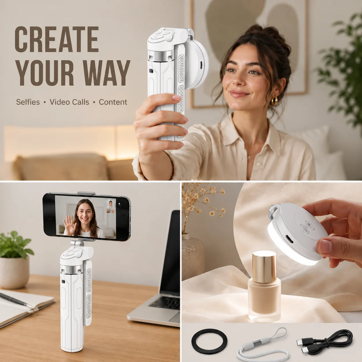 📸 Zoomable Magnetic Palm Grip | Selfie Stick & Tripod（🌟Compatible with all  phones）