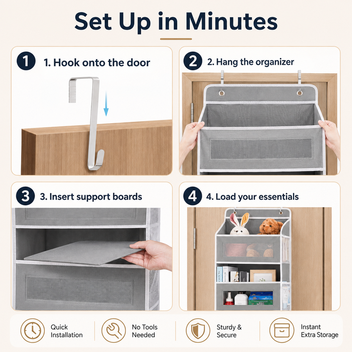 🔥🔥🔥 50% OFF 5-Tier Over-the-Door Organizer – Extra Side Mesh Pockets for More Storage