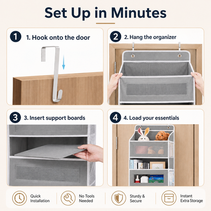🔥🔥🔥 50% OFF 5-Tier Over-the-Door Organizer – Extra Side Mesh Pockets for More Storage