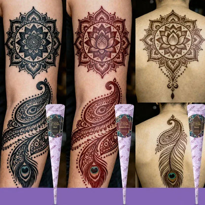 🌸 Henna Tattoo Kit with Stencils – Temporary Body Art Cones for Hands & Creative Designs ✨