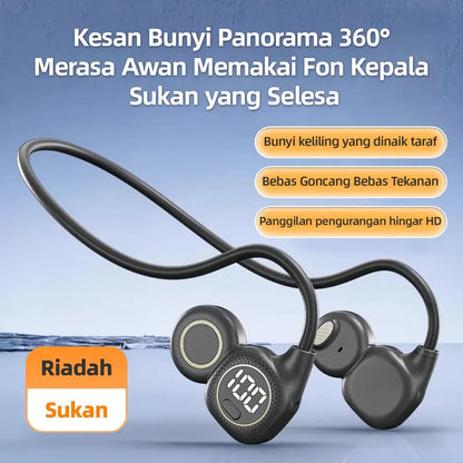 Open-ear sports Bluetooth headphones with a digital battery display