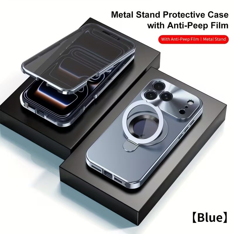 Privacy Screen & Magnetic Phone Case  work with iPhone Stand Ring Holder