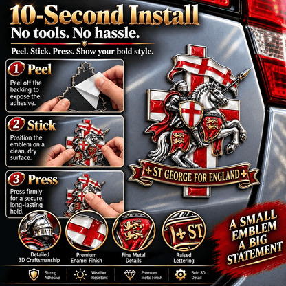 🛡️ “St George for England” Protection & Blessing Commemorative Metal Car Emblem