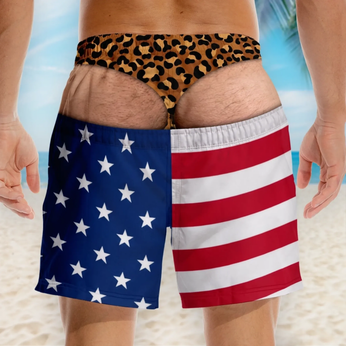 🏆50K+ Sold⚡Funny Patriotic “Wide Load” Men’s Swim Trunks