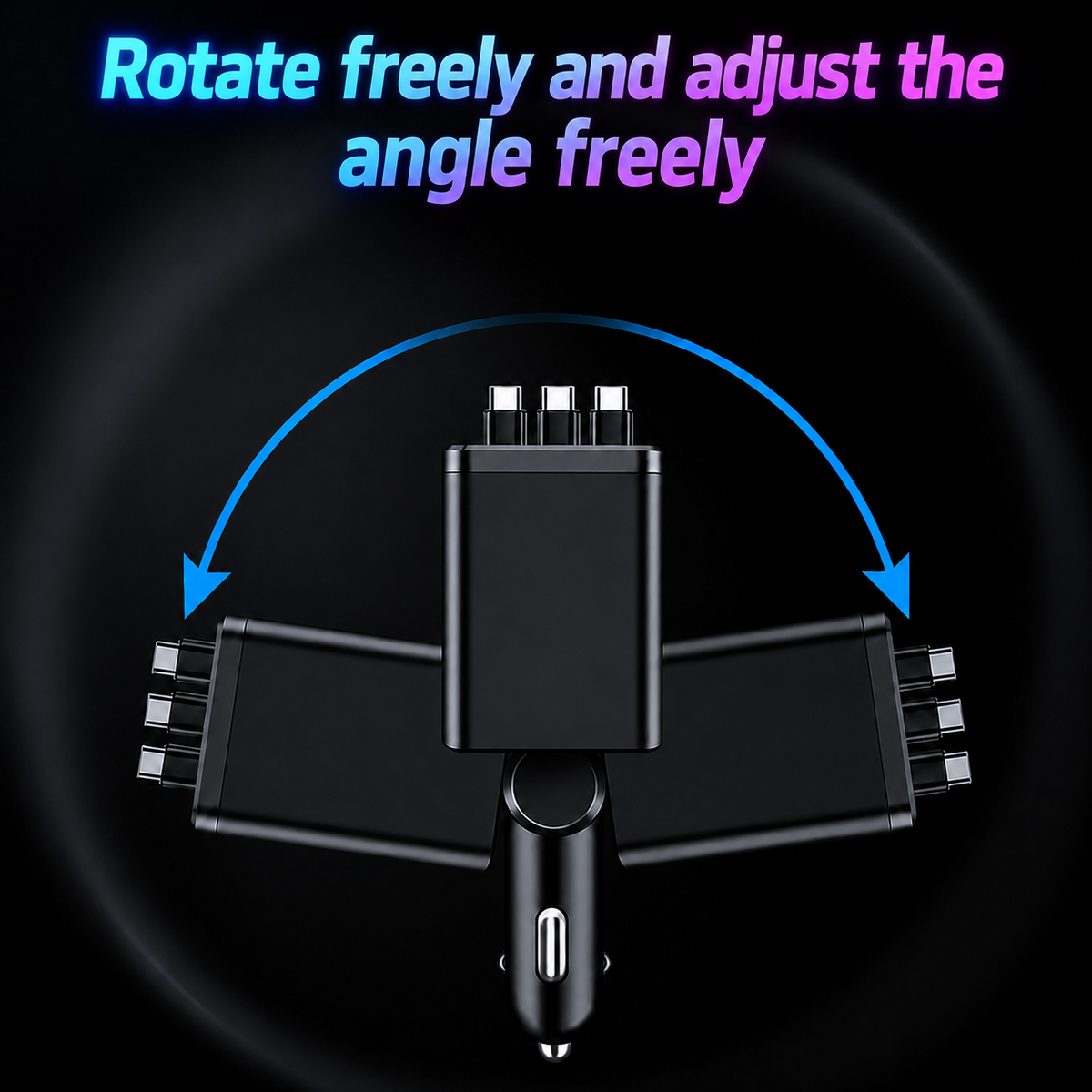 📱7-in-1 Retractable Car Charger 120W – Built-In Cables, Starry Sky Light & Voltage Display