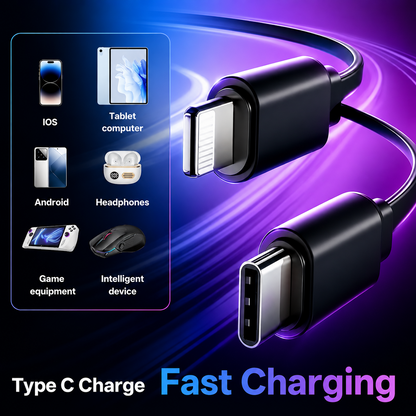 📱7-in-1 Retractable Car Charger 120W – Built-In Cables, Starry Sky Light & Voltage Display