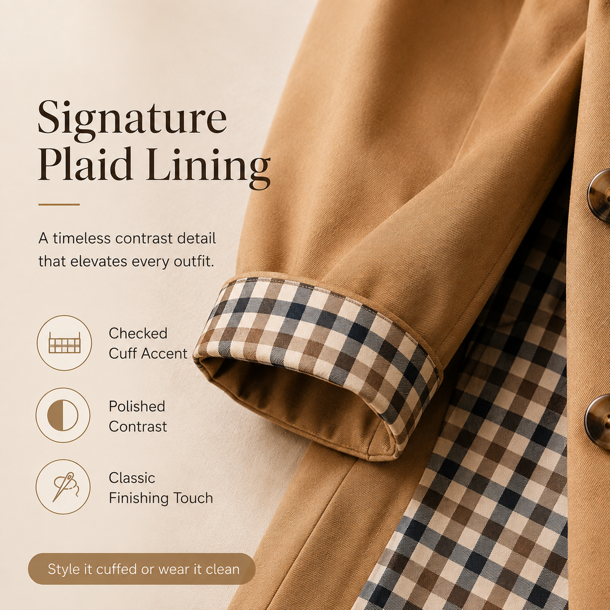 Free Shipping🎉 Women's Cropped Trench Coat – Relaxed Fit Jacket with Plaid Lining | 7 Colors