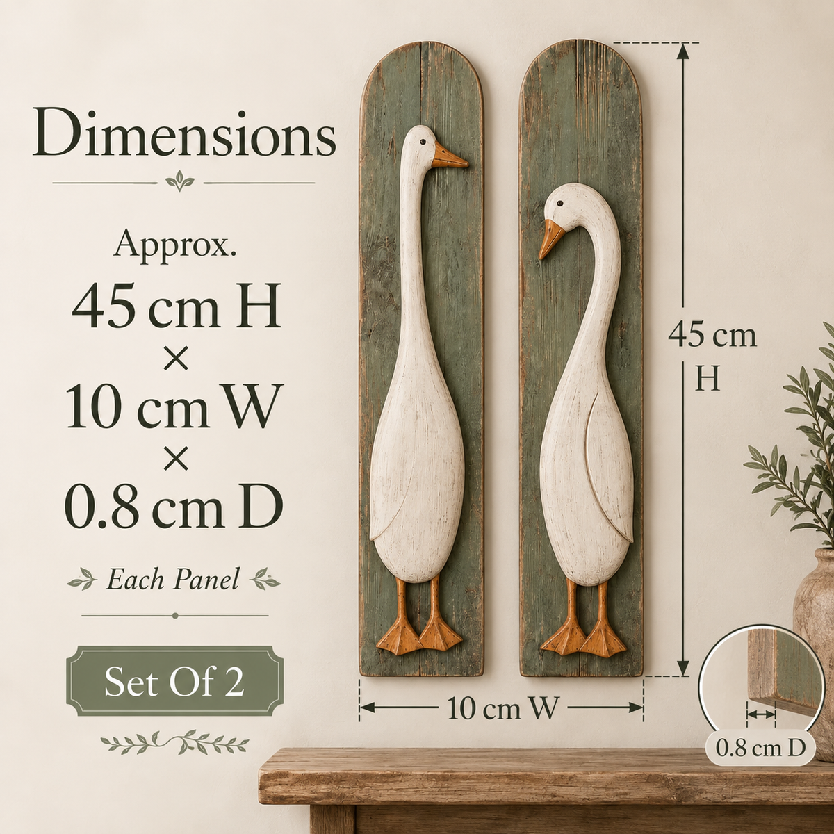 Set of 2 Handcrafted Rustic Goose Wall Art – Vintage Farmhouse Charm