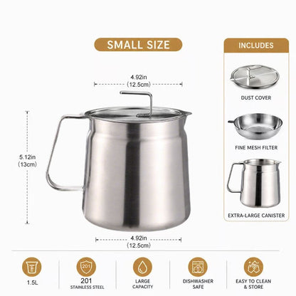 3-in-1 Stainless Steel Deep Fryer Pot – Fry, Strain & Store Oil