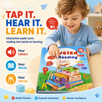 Leveled Reading Learning Book for Kids Ages 3+ – Interactive English Reading & Phonics Book