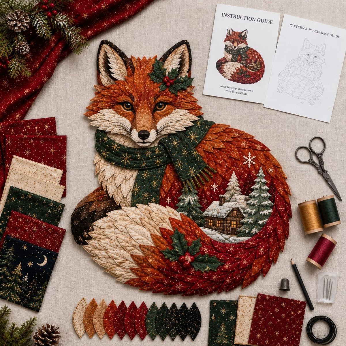 🔥LAST DAY 49% OFF - 🎄🎅Christmas Woodland Wildlife DIY Patchwork Kit – ✨Create a Festive Handmade Keepsake