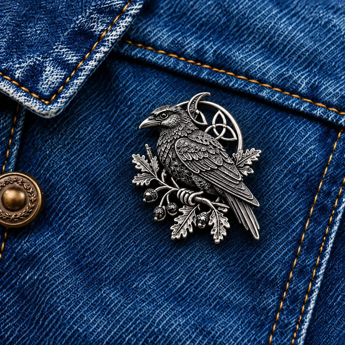 🐦‍⬛ Gothic Celtic Raven Brooch – 🔥Dark Academia Statement Pin