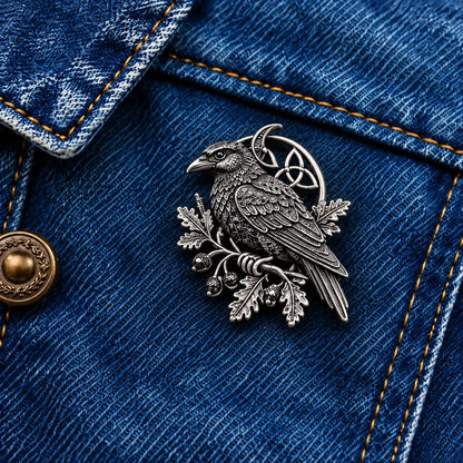 🐦‍⬛ Gothic Celtic Raven Brooch – 🔥Dark Academia Statement Pin