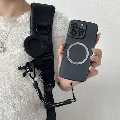 Magnetic Phone Holster 📱 – Quick-Release Belt Mount with Coil Lanyard