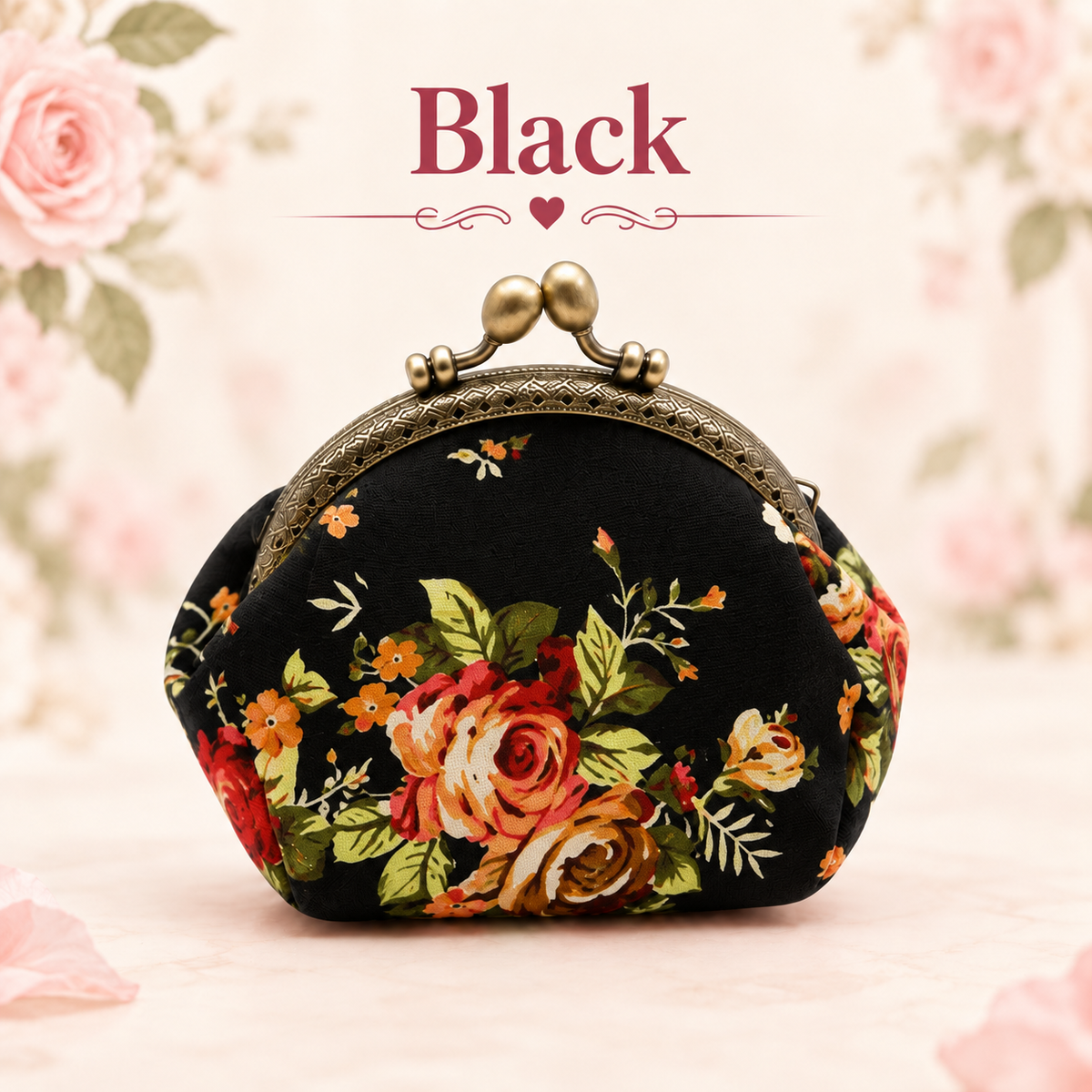 🌸 Vintage Floral Kiss-Lock Coin Purse – Cute Compact Pouch for Cards, Coins & Keys 👛