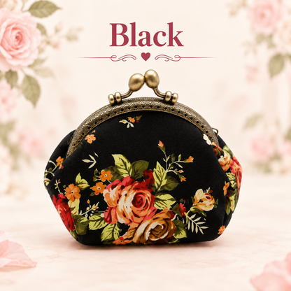 🌸 Vintage Floral Kiss-Lock Coin Purse – Cute Compact Pouch for Cards, Coins & Keys 👛