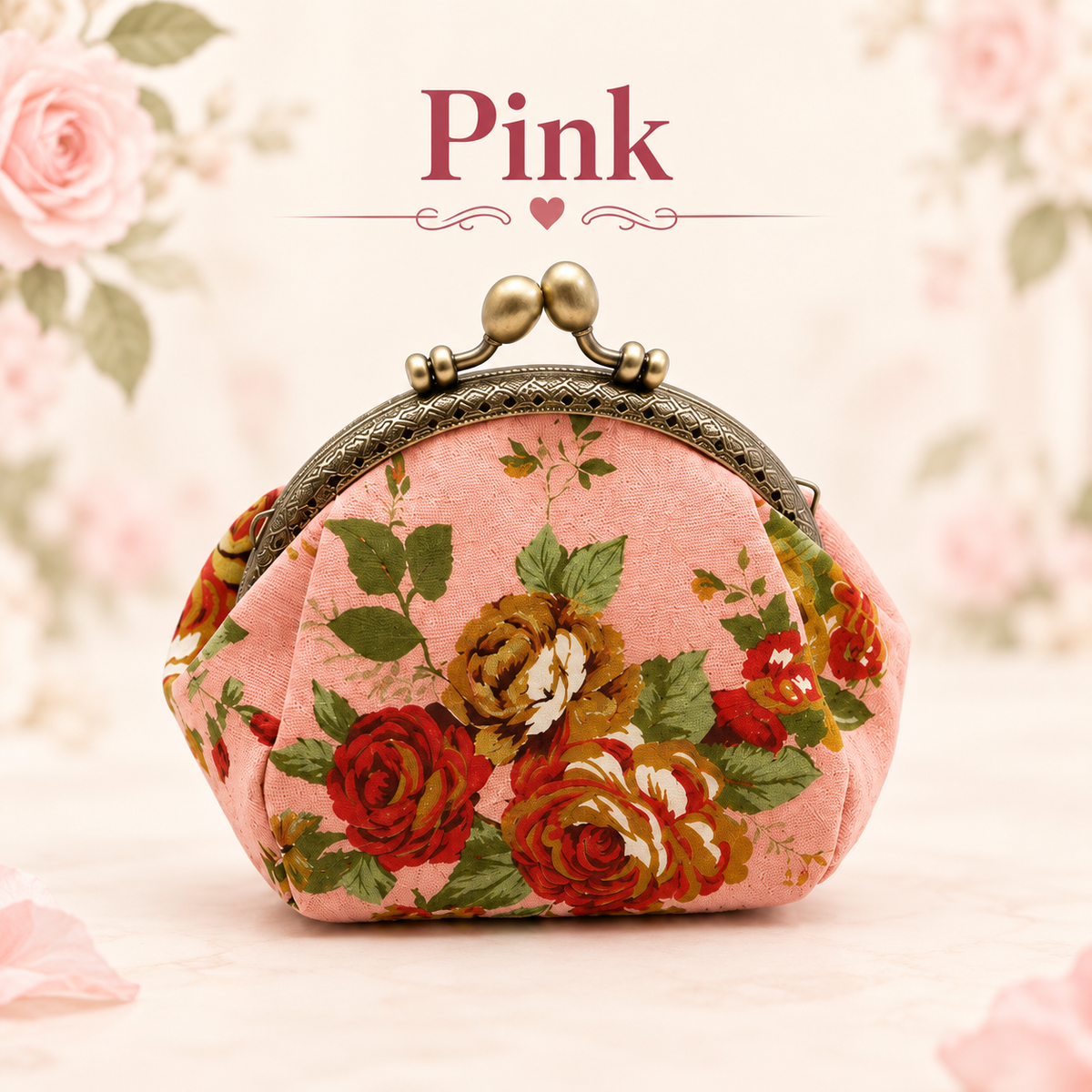 🌸 Vintage Floral Kiss-Lock Coin Purse – Cute Compact Pouch for Cards, Coins & Keys 👛
