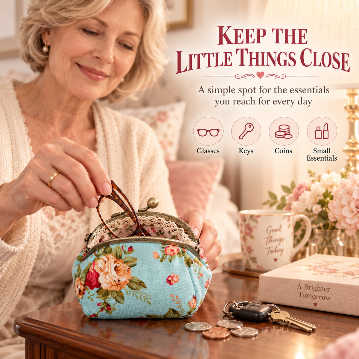 🌸 Vintage Floral Kiss-Lock Coin Purse – Cute Compact Pouch for Cards, Coins & Keys 👛
